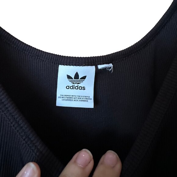 ADIDAS Black Logo Cropped Tank Top - Picture 2 of 3